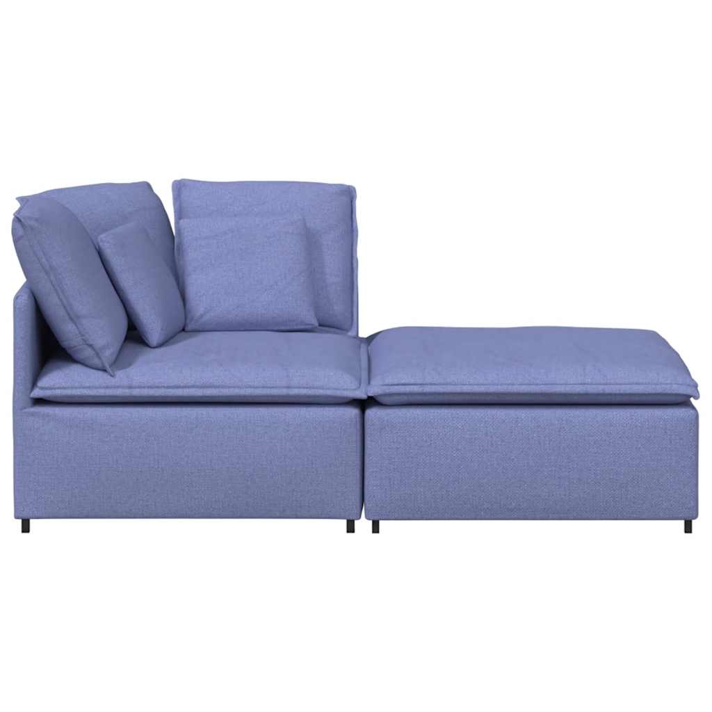 Modulsofa Med Fodskammel Og Hynder Stof Jeansblå