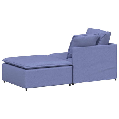 Modulsofa Med Fodskammel Og Hynder Stof Jeansblå