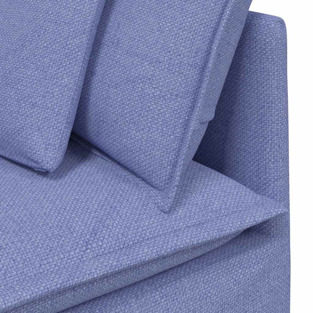 Modulsofa Med Fodskammel Og Hynder Stof Jeansblå