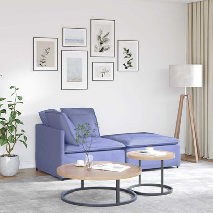 Modulsofa Med Fodskammel Og Hynder Stof Jeansblå