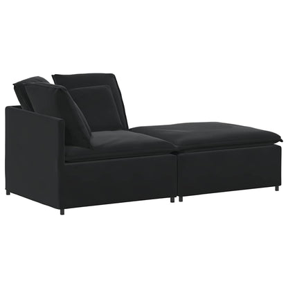 Modulsofa Med Fodskammel Og Hynder Fløjl