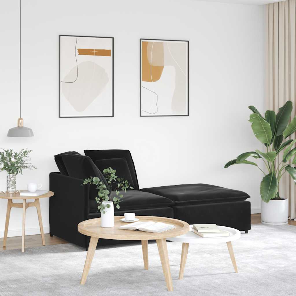 Modulsofa Med Fodskammel Og Hynder Fløjl