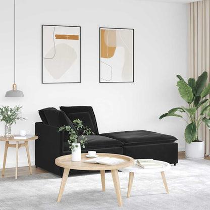 Modulsofa Med Fodskammel Og Hynder Fløjl