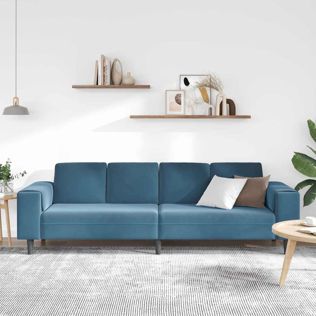Sofa Sæt Blå Fløjl