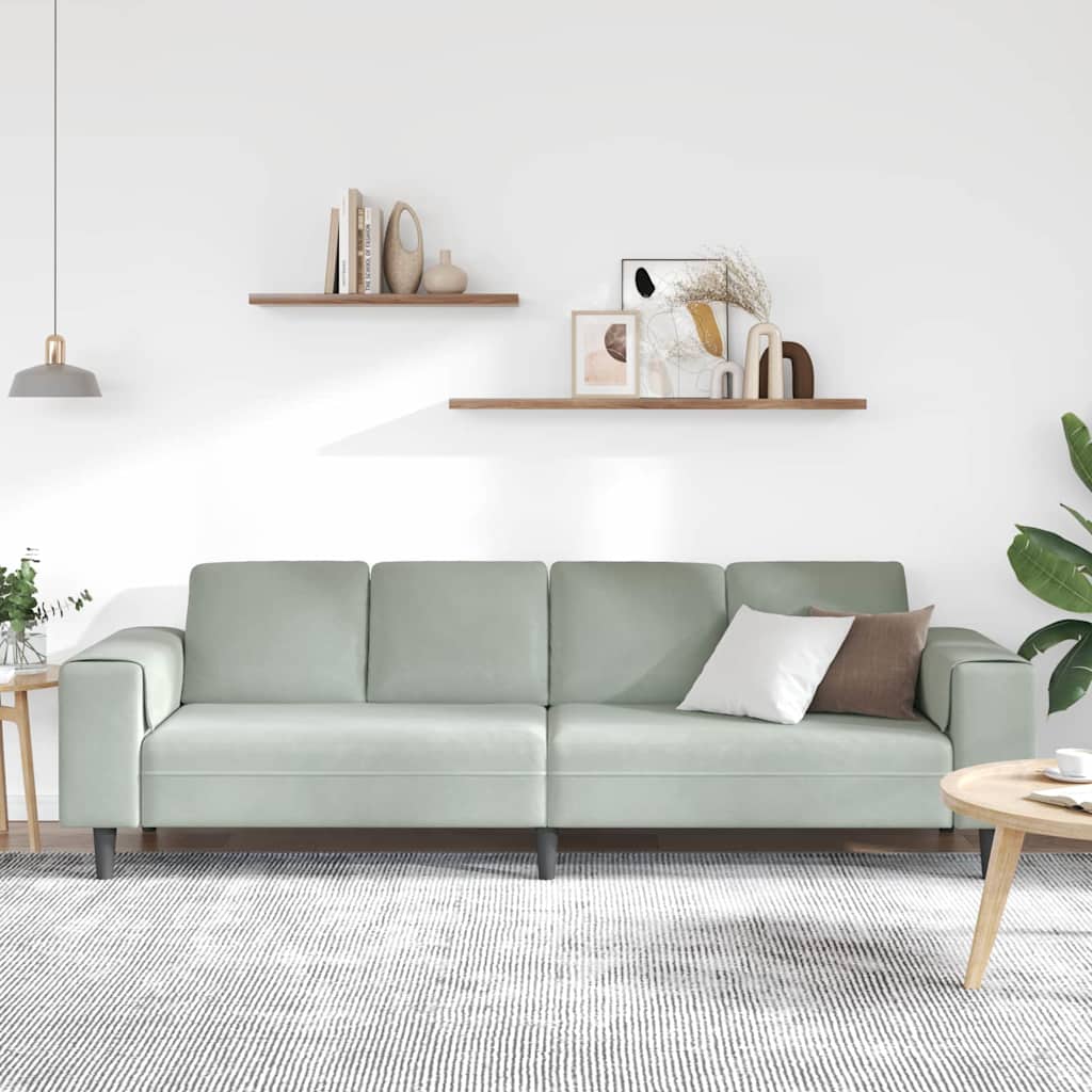 Sofa Sæt Lysegrå Fløjl
