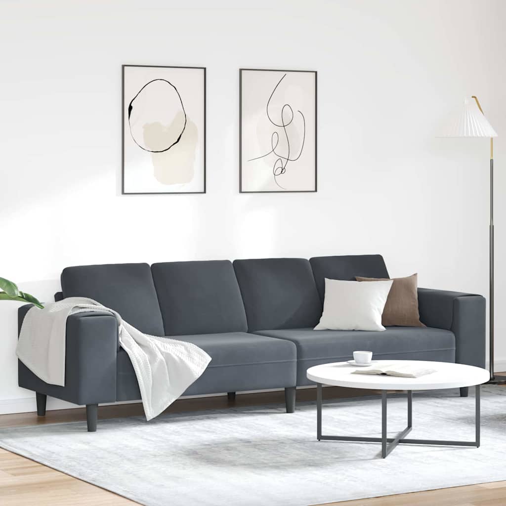 Sofa Sæt Mørkegrå Fløjl