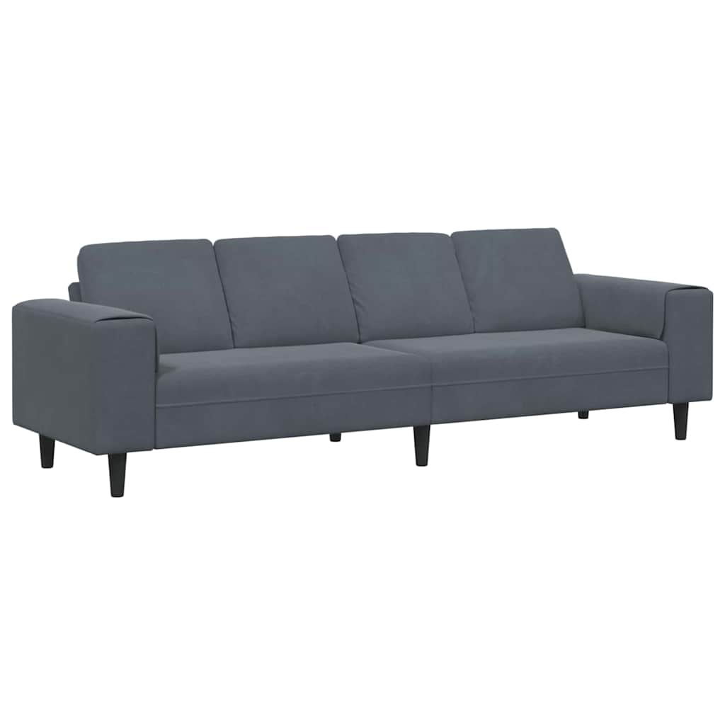 Sofa Sæt Mørkegrå Fløjl