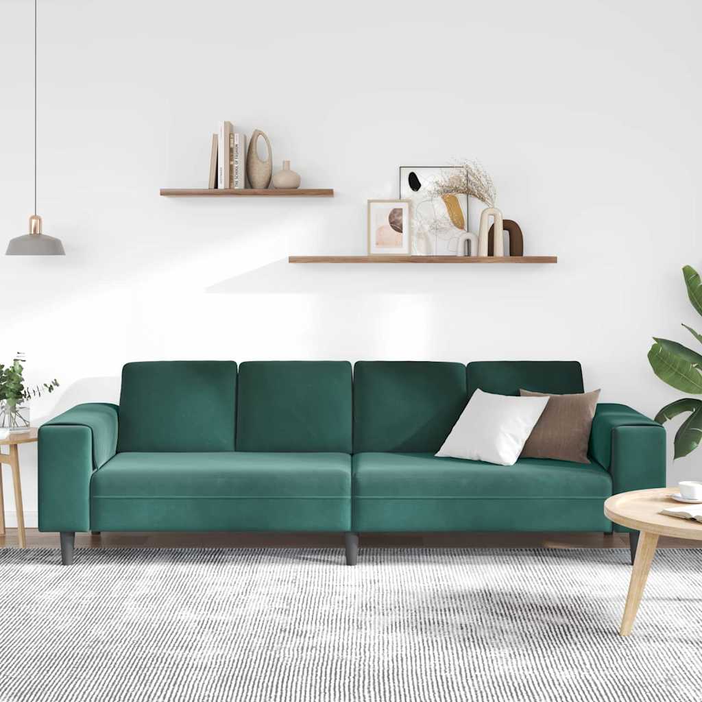 Sofa Sæt Mørkegrøn Fløjl