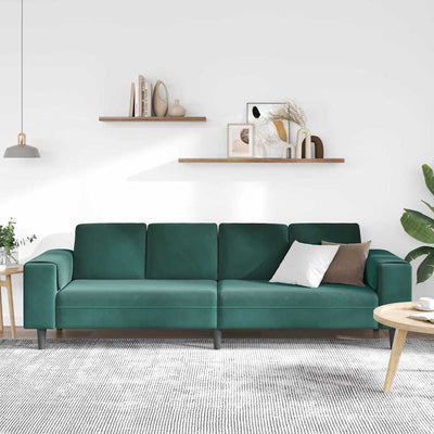 Sofa Sæt Mørkegrøn Fløjl