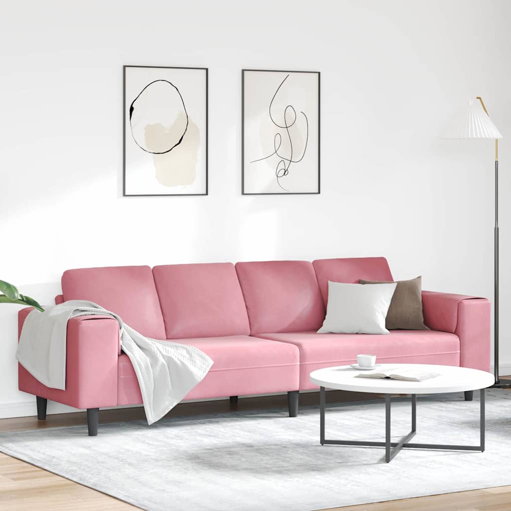 Sofa Sæt Lyserød Fløjl