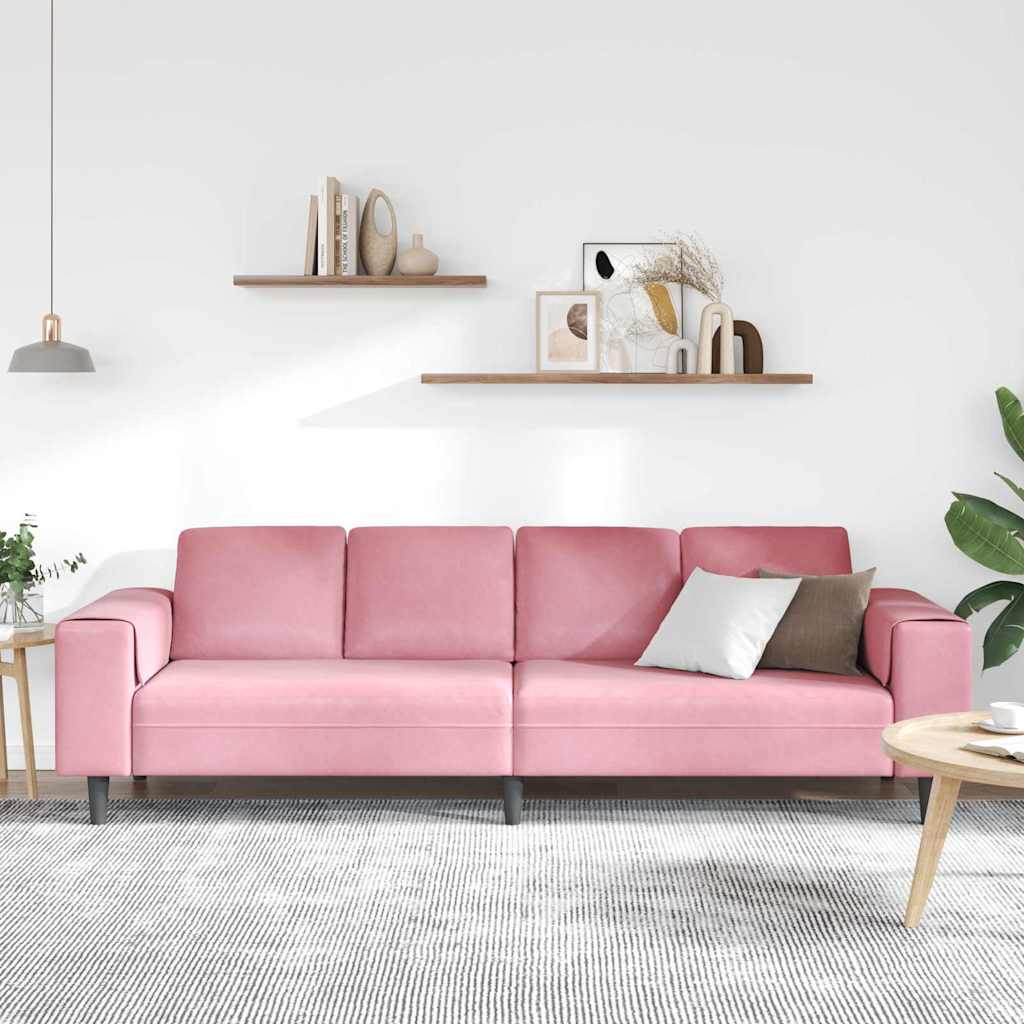 Sofa Sæt Lyserød Fløjl