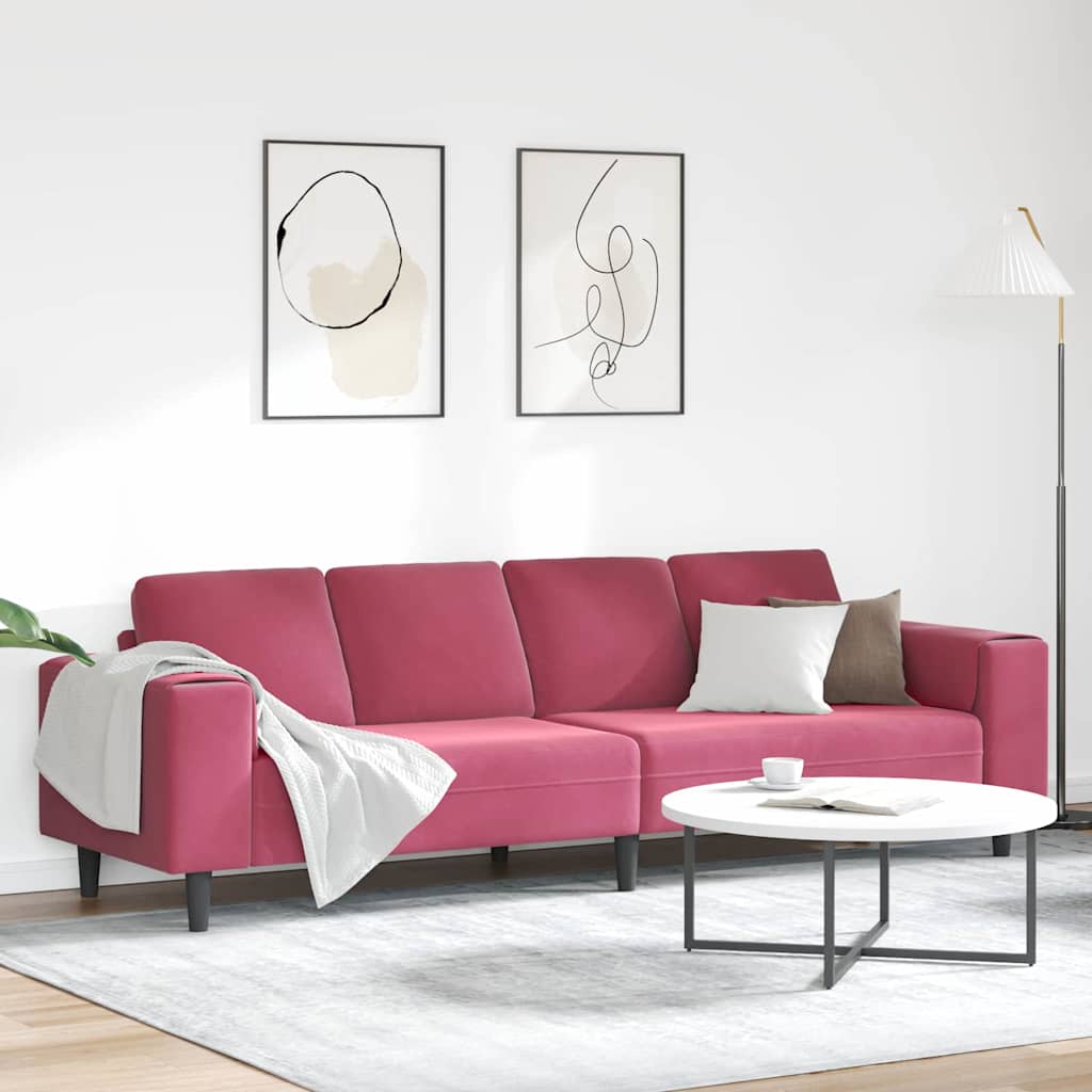 Sofa Sæt Vinrød Fløjl