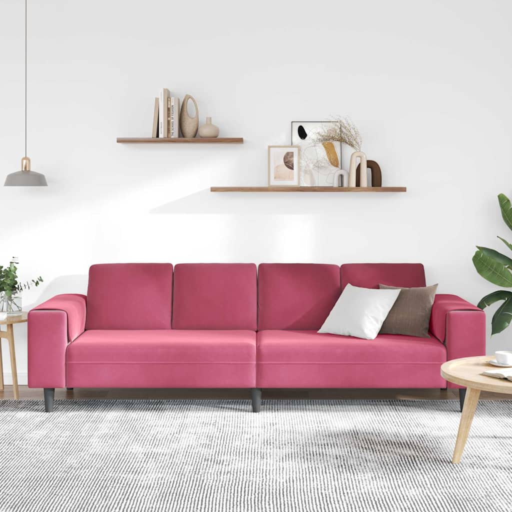Sofa Sæt Vinrød Fløjl