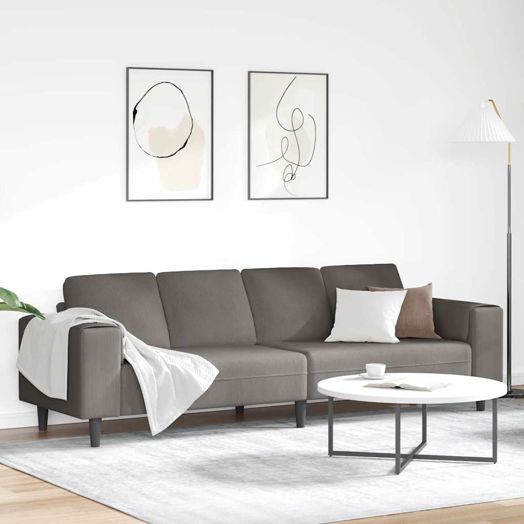 Stof Sofa Med Pude Lysegrå 208 Cm Corduroy Stof
