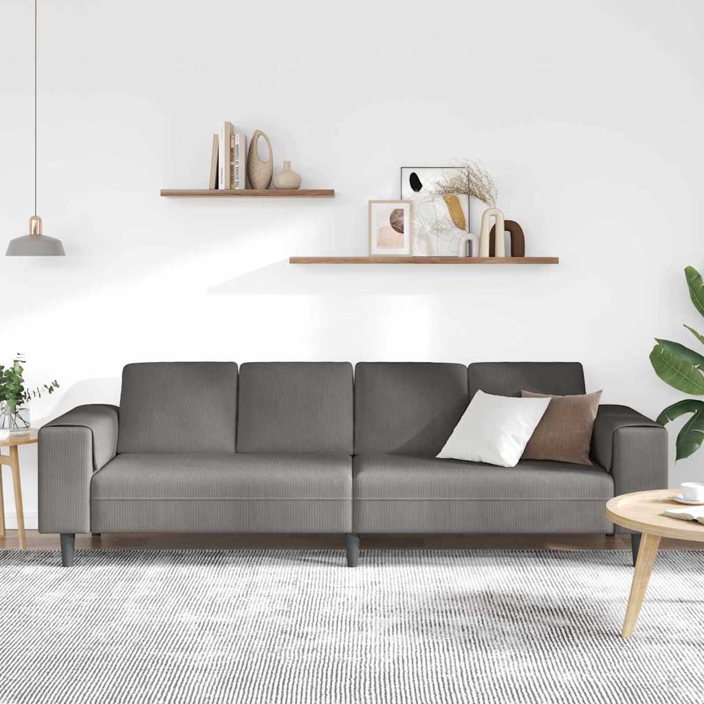 Stof Sofa Med Pude Lysegrå 208 Cm Corduroy Stof