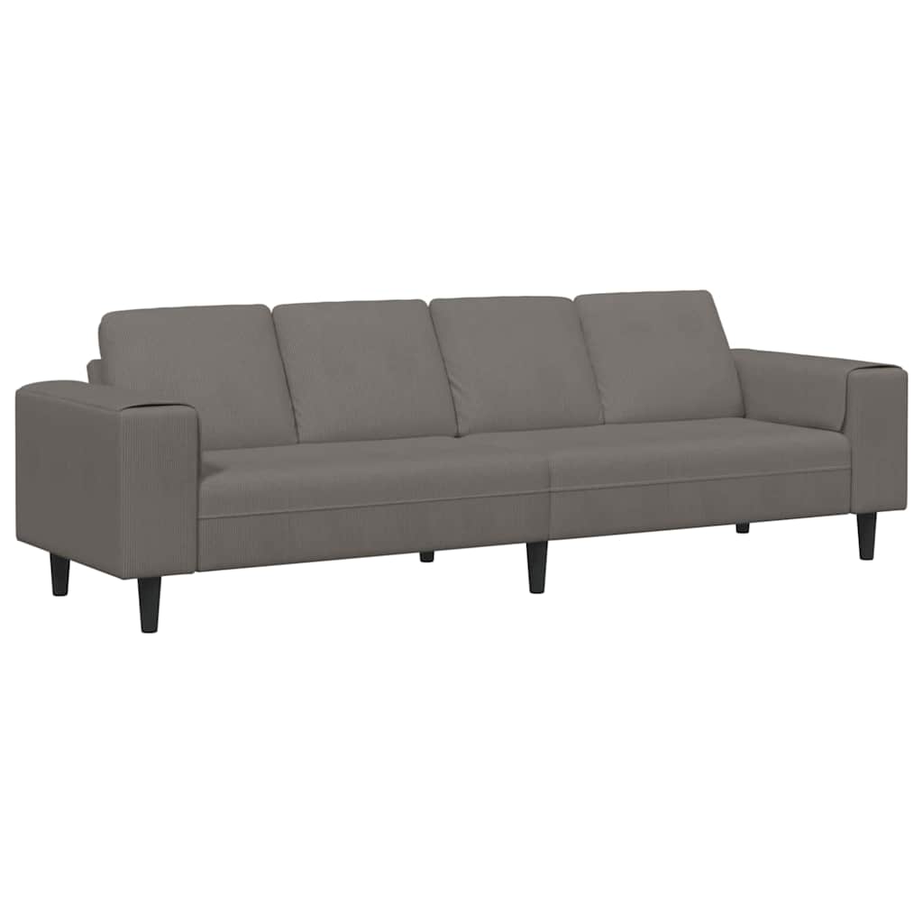 Stof Sofa Med Pude Lysegrå 208 Cm Corduroy Stof