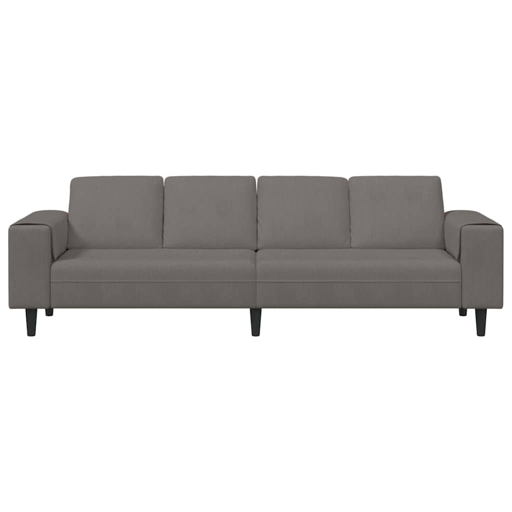 Stof Sofa Med Pude Lysegrå 208 Cm Corduroy Stof
