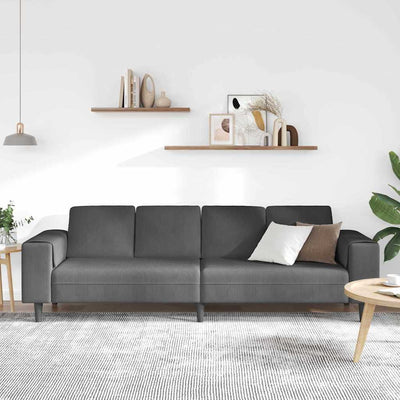 Stof Sofa Med Pude Mørkegrå Corduroy Stof