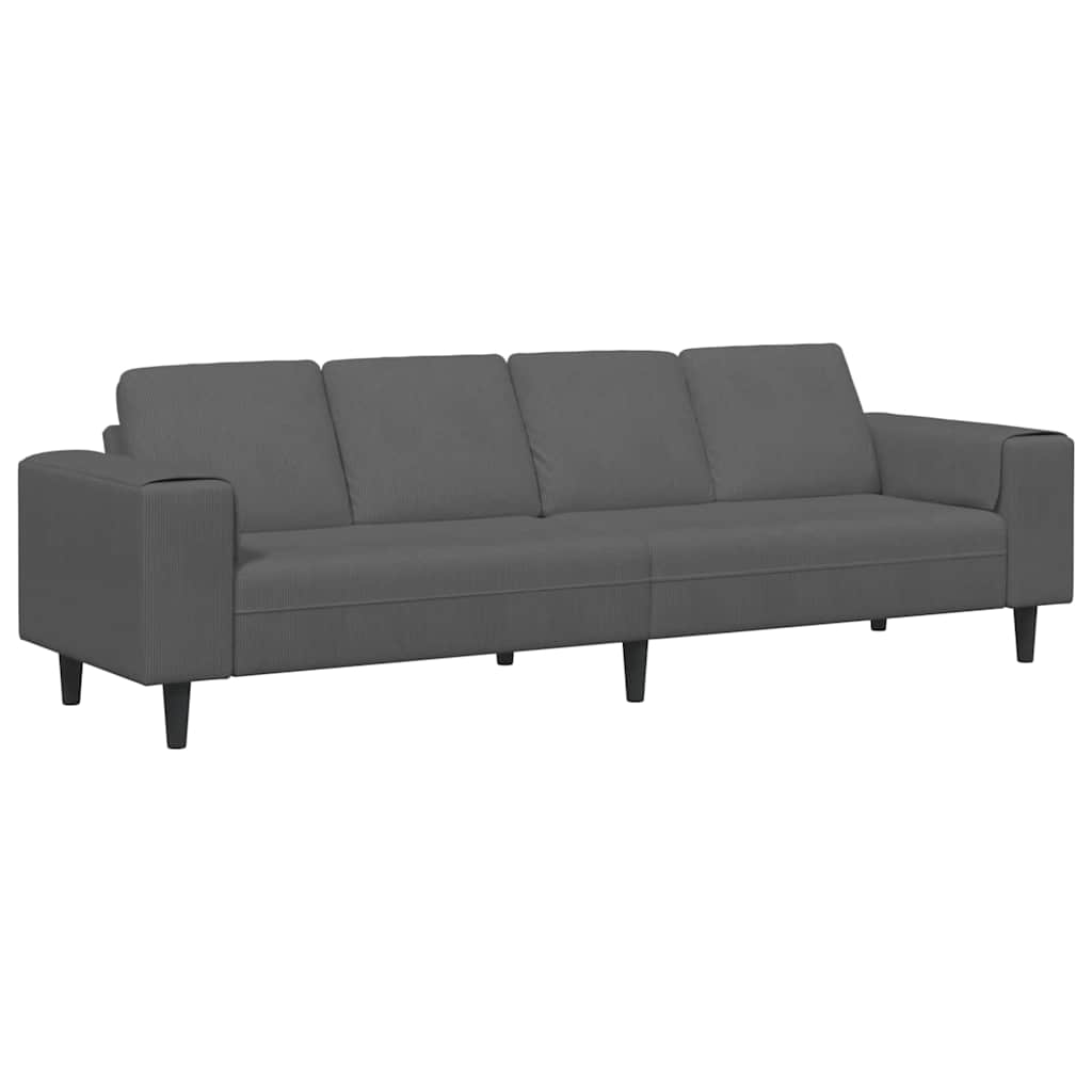 Stof Sofa Med Pude Mørkegrå Corduroy Stof