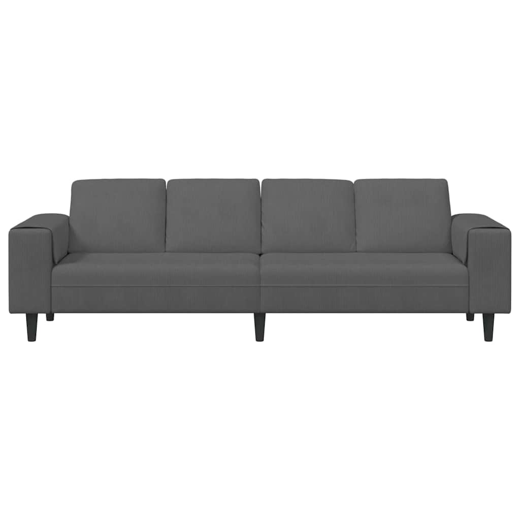 Stof Sofa Med Pude Mørkegrå Corduroy Stof