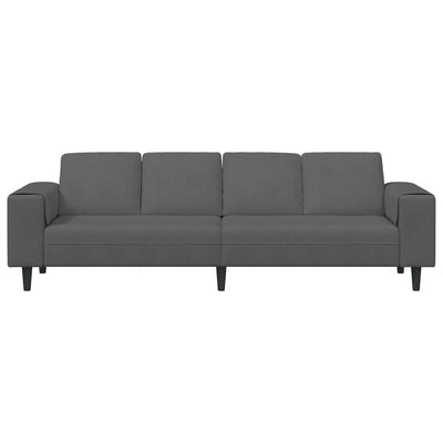Stof Sofa Med Pude Mørkegrå Corduroy Stof