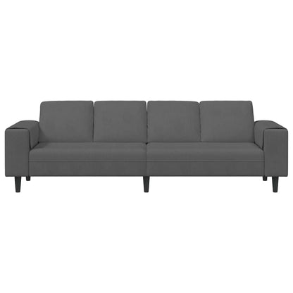 Stof Sofa Med Pude Mørkegrå Corduroy Stof