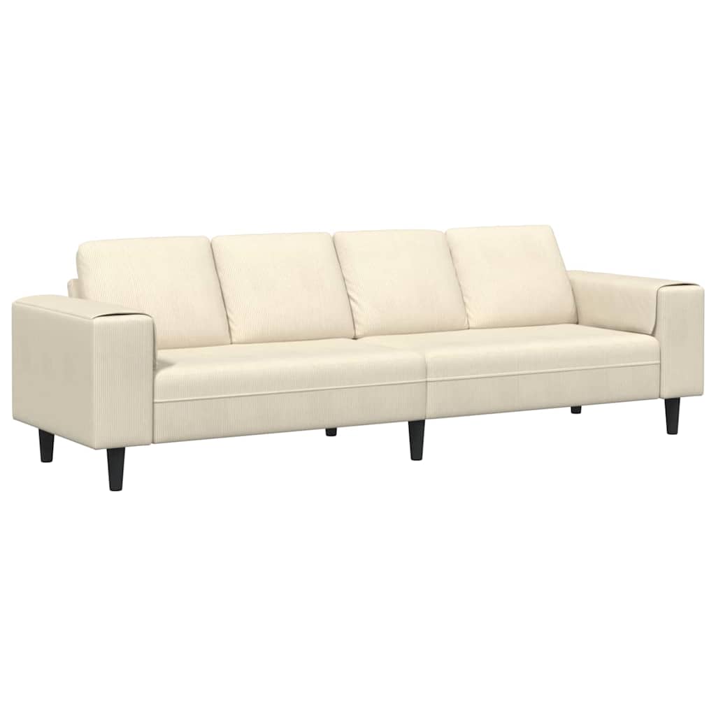 Stof Sofa Med Pude Creme 208 Cm Corduroy Stof