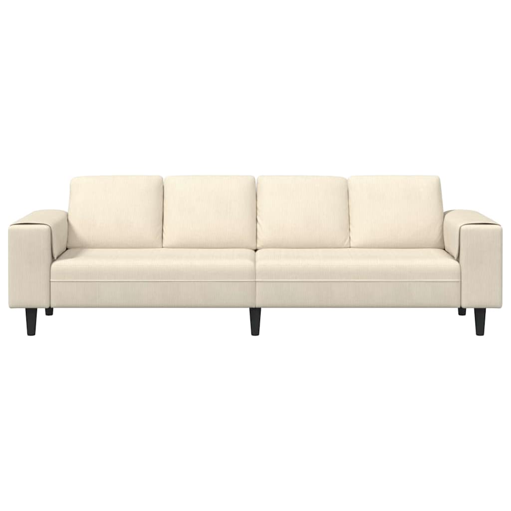 Stof Sofa Med Pude Creme 208 Cm Corduroy Stof