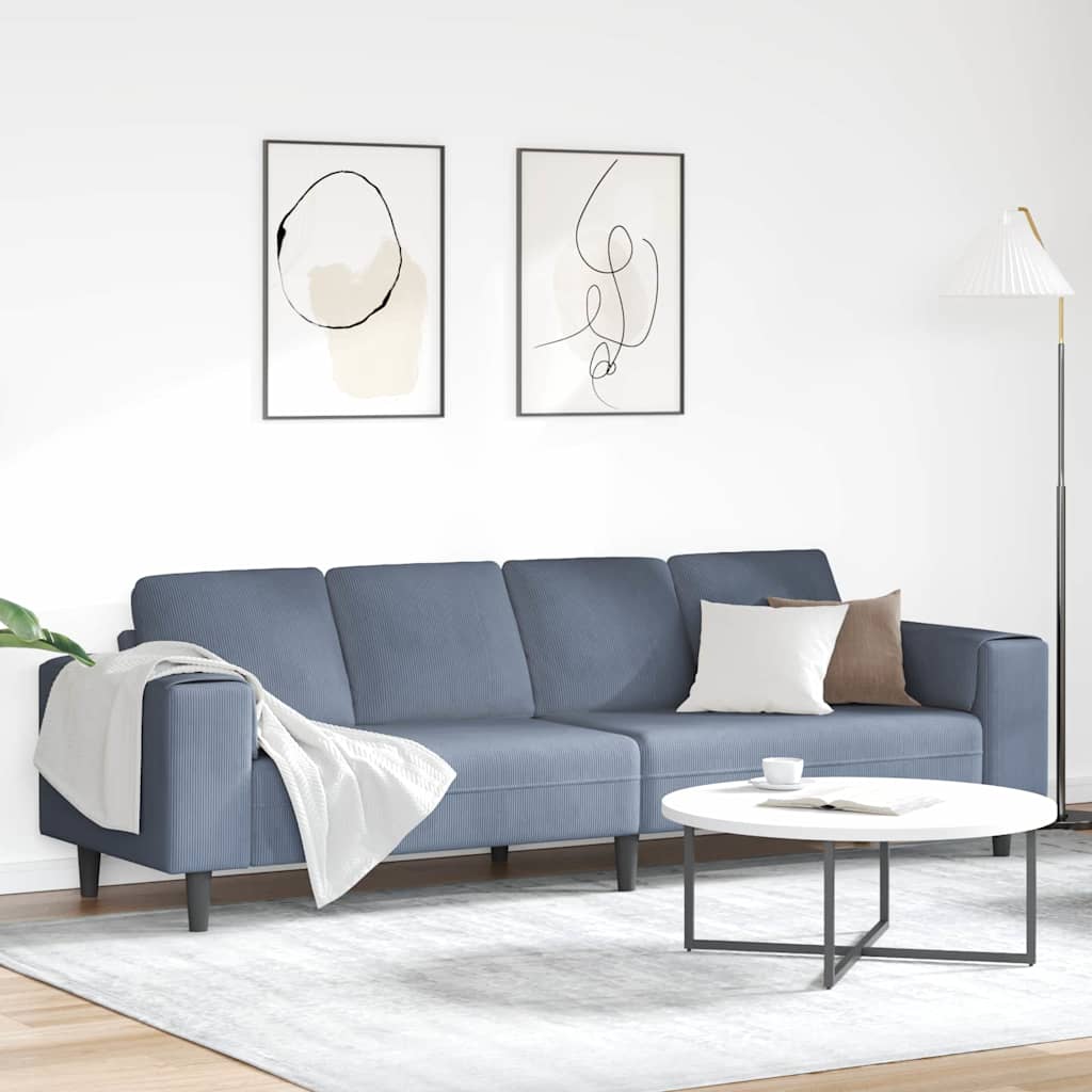 Stof Sofa Med Pude Blå 208 Cm Corduroy Stof