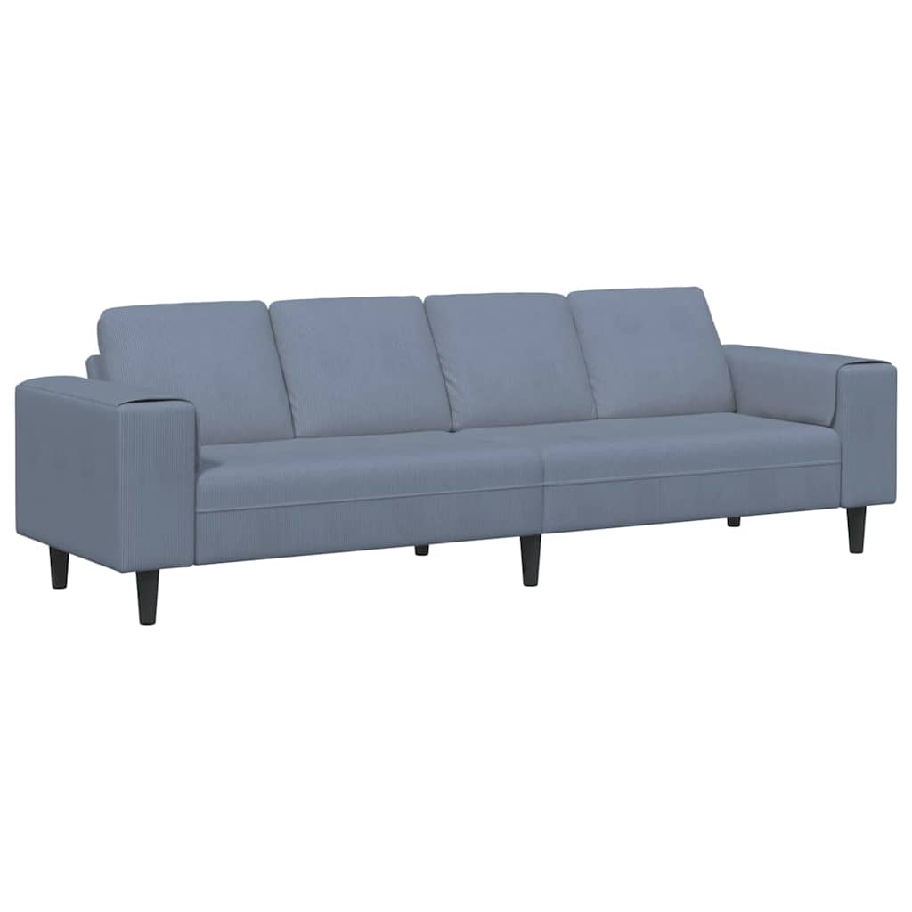 Stof Sofa Med Pude Blå 208 Cm Corduroy Stof