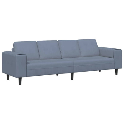 Stof Sofa Med Pude Blå 208 Cm Corduroy Stof