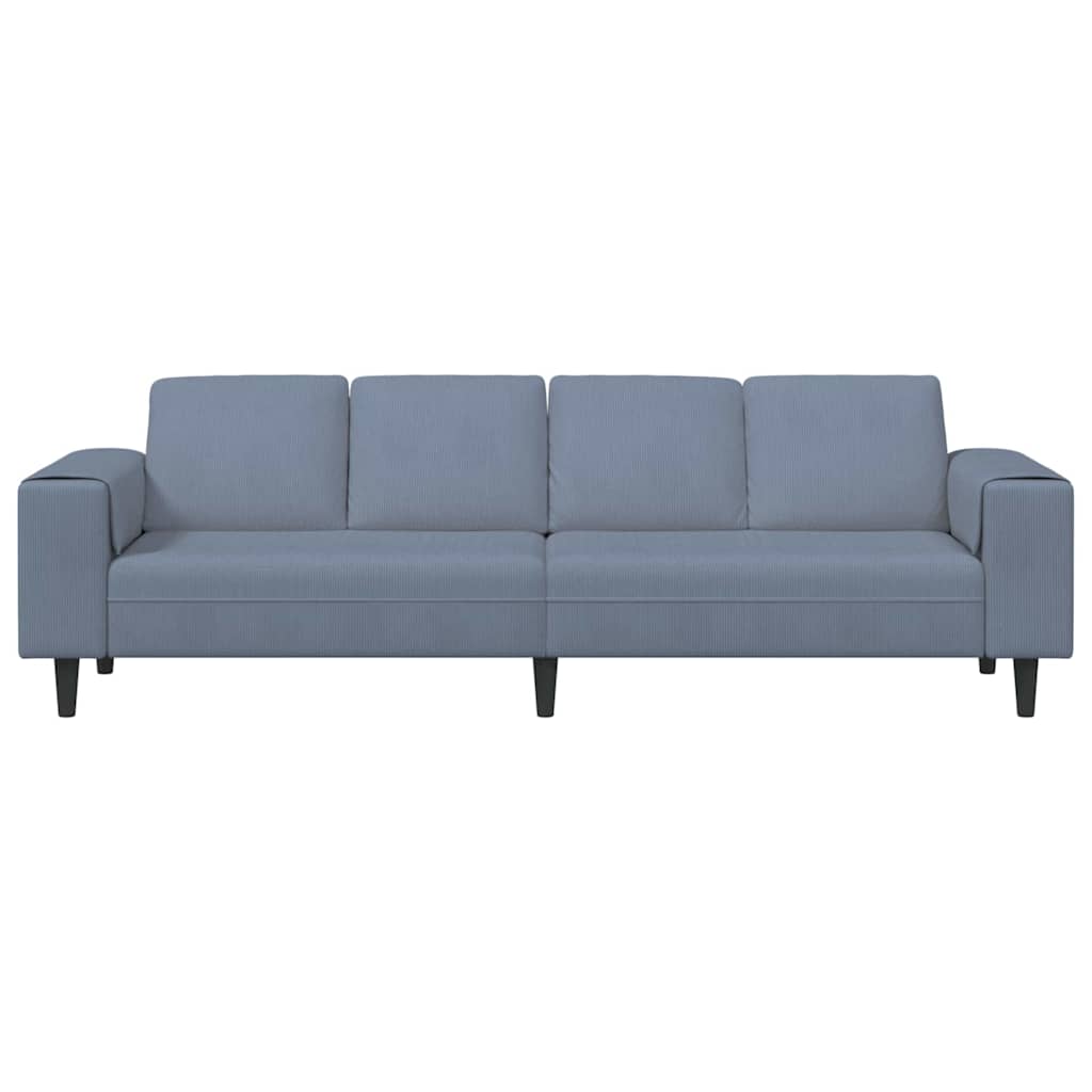Stof Sofa Med Pude Blå 208 Cm Corduroy Stof
