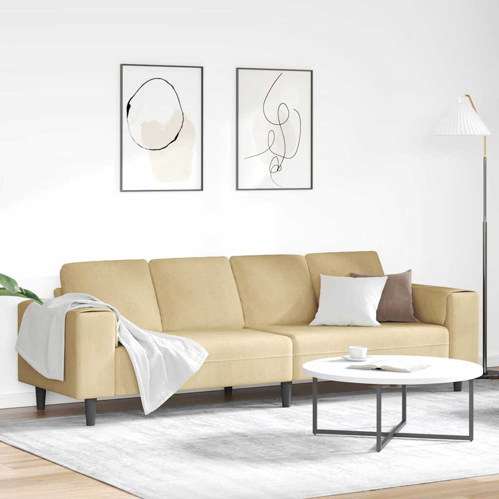 Stof Sofa Med Pude Grågrøn 208 Cm Corduroy Stof