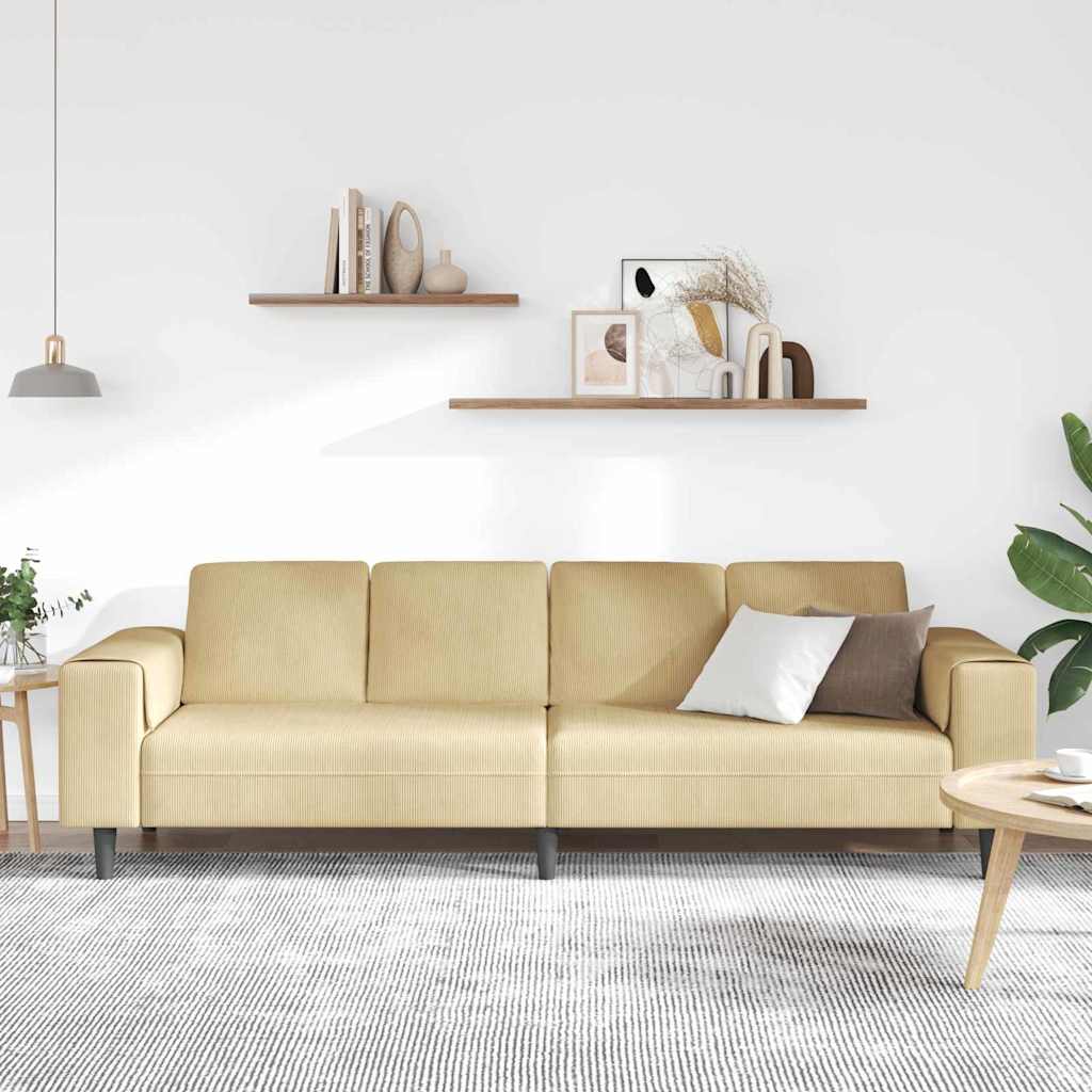 Stof Sofa Med Pude Grågrøn 208 Cm Corduroy Stof