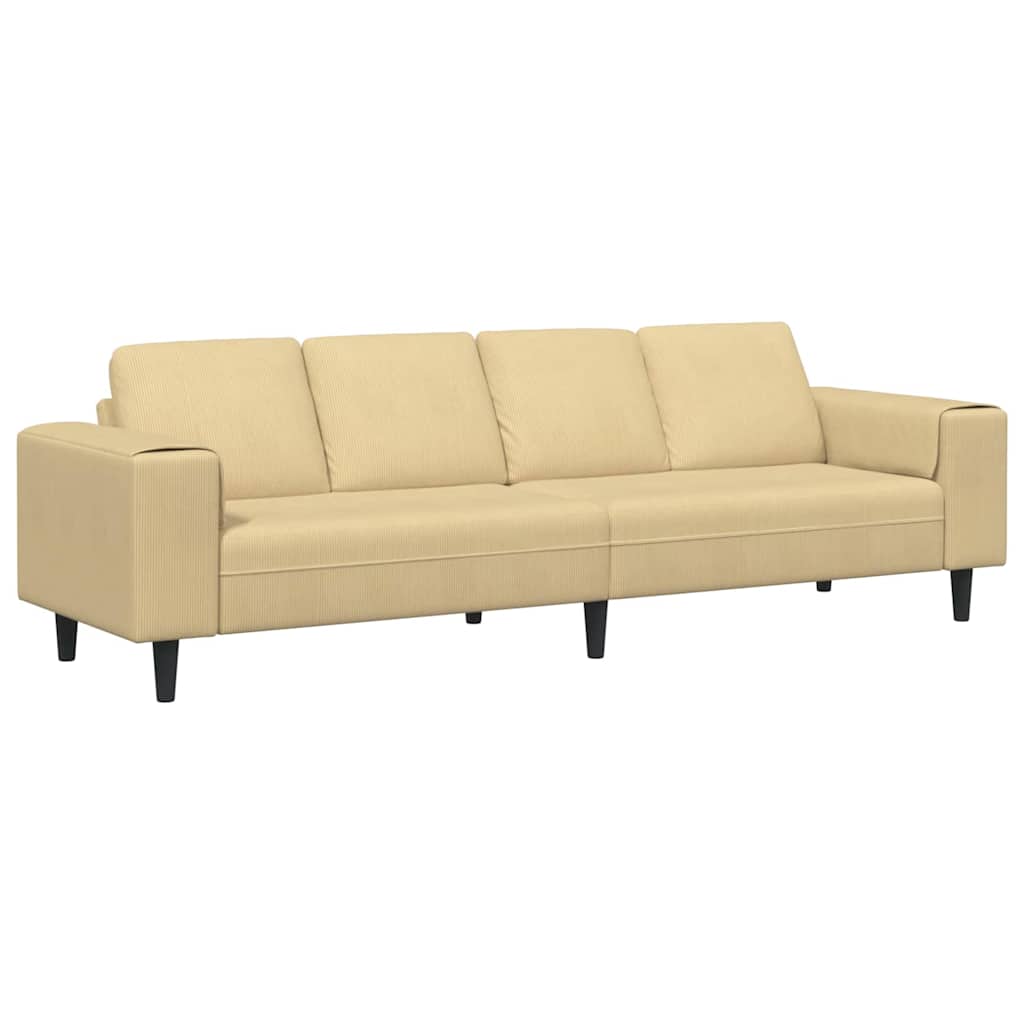 Stof Sofa Med Pude Grågrøn 208 Cm Corduroy Stof