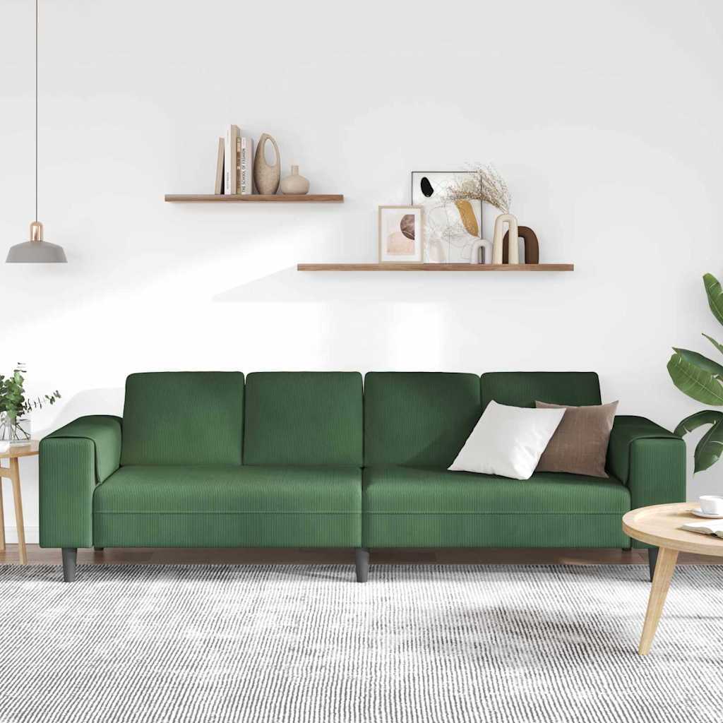 Stof Sofa Med Pude Mørkegrøn 208 Cm Corduroy Stof