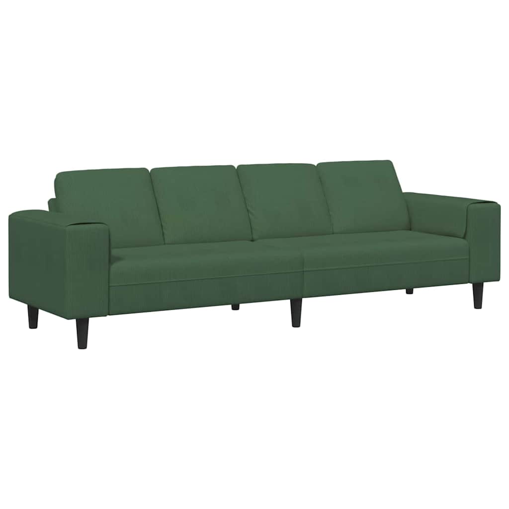 Stof Sofa Med Pude Mørkegrøn 208 Cm Corduroy Stof