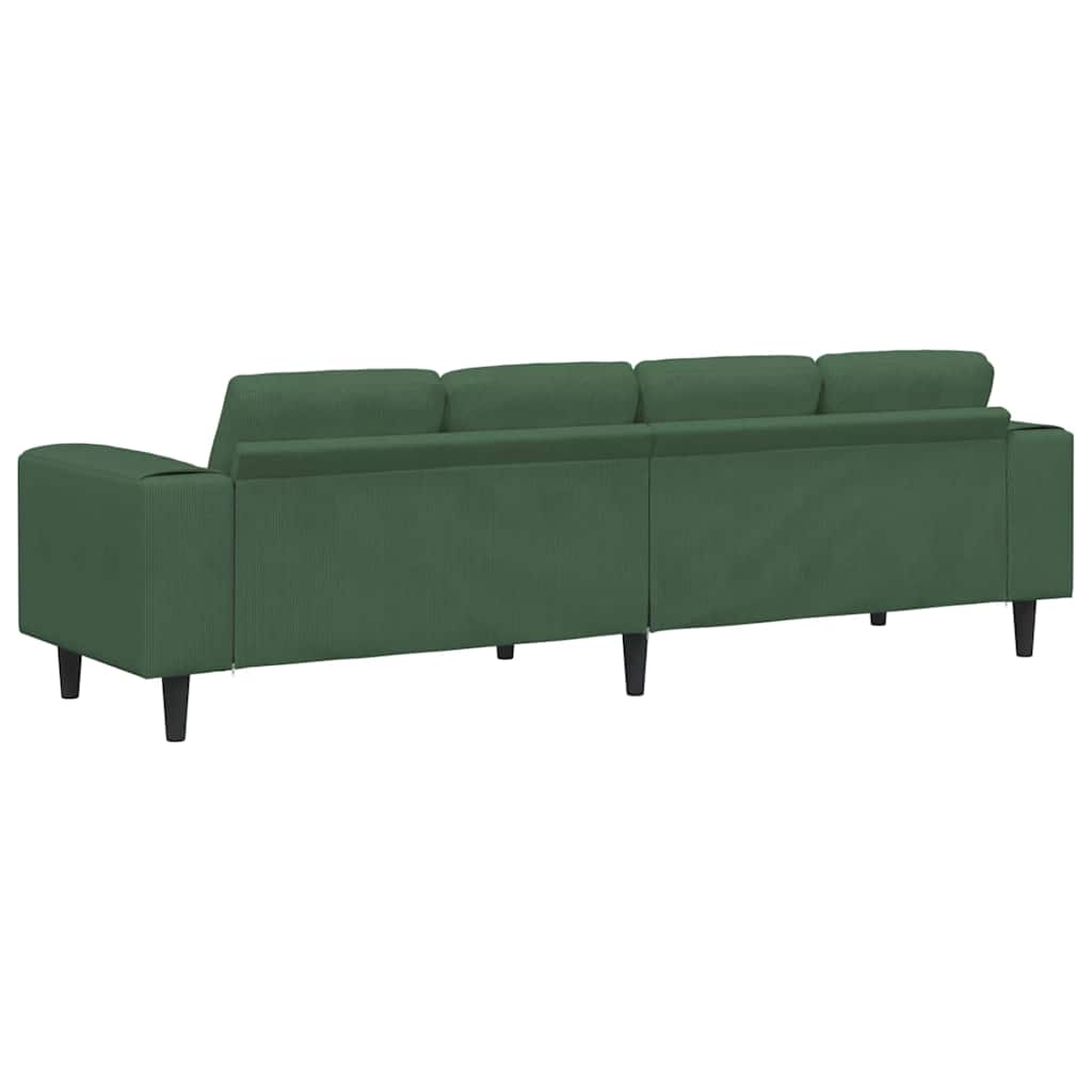 Stof Sofa Med Pude Mørkegrøn 208 Cm Corduroy Stof