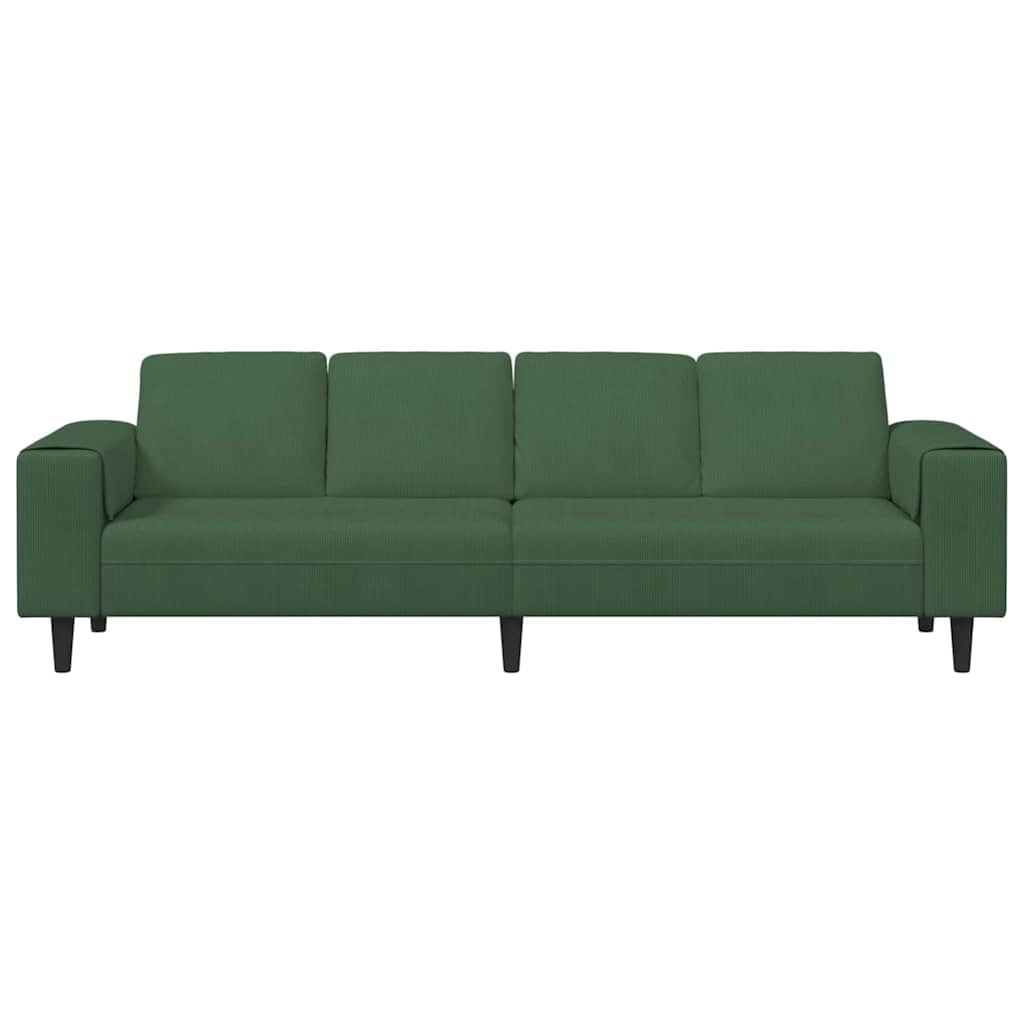 Stof Sofa Med Pude Mørkegrøn 208 Cm Corduroy Stof