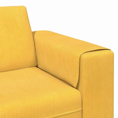 Stof Sofa Med Pude Lys Gul Corduroy Stof