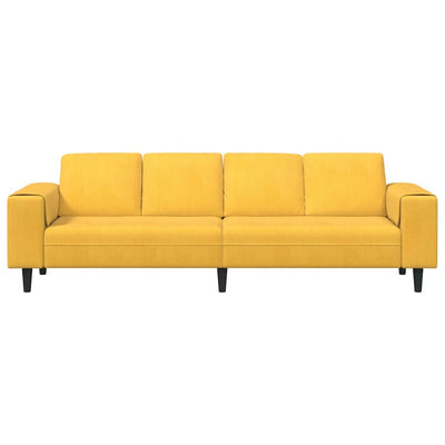 Stof Sofa Med Pude Lys Gul Corduroy Stof