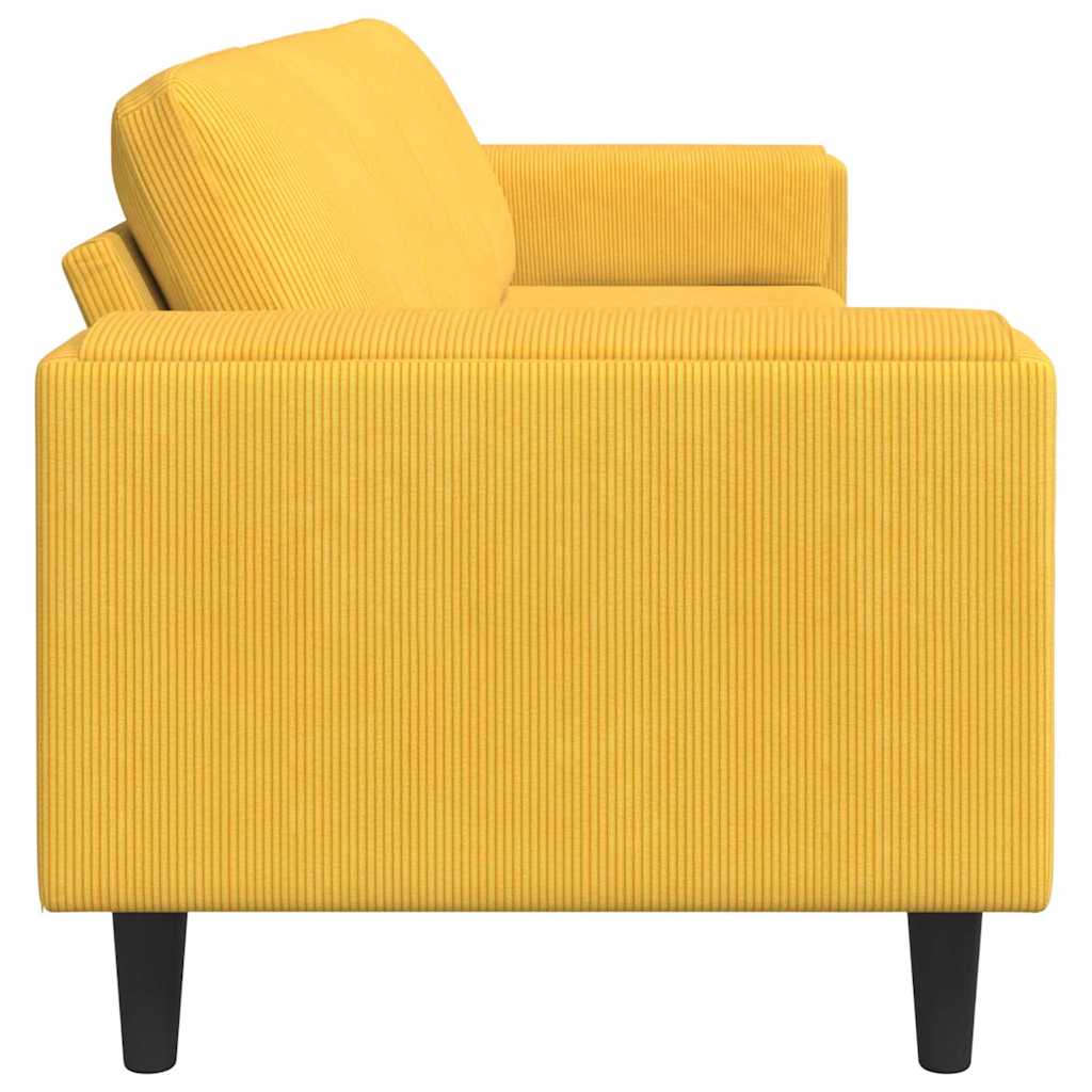 Stof Sofa Med Pude Lys Gul Corduroy Stof