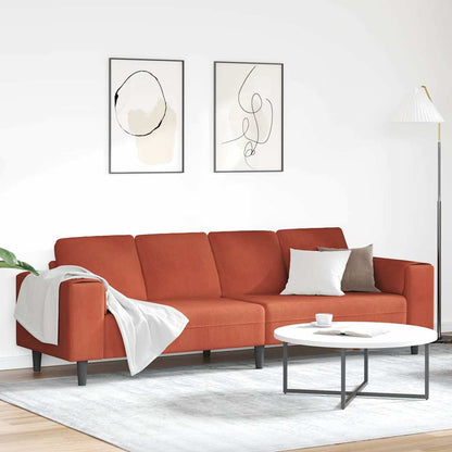 Stof Sofa Med Pude Rød Orange Corduroy Stof