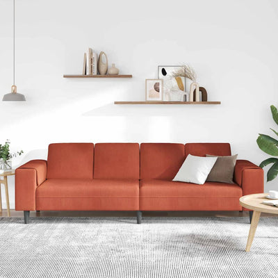 Stof Sofa Med Pude Rød Orange Corduroy Stof
