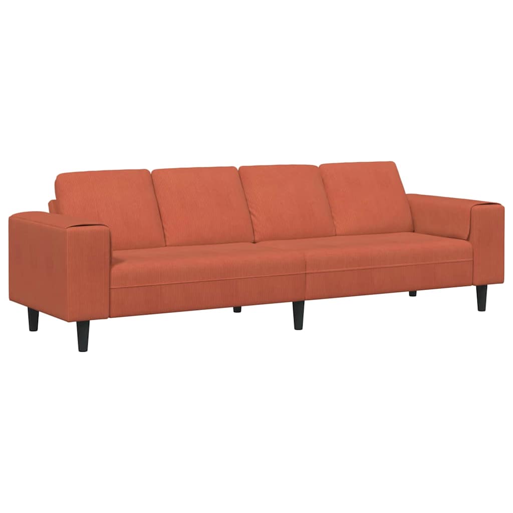 Stof Sofa Med Pude Rød Orange Corduroy Stof