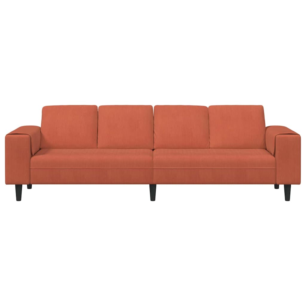Stof Sofa Med Pude Rød Orange Corduroy Stof
