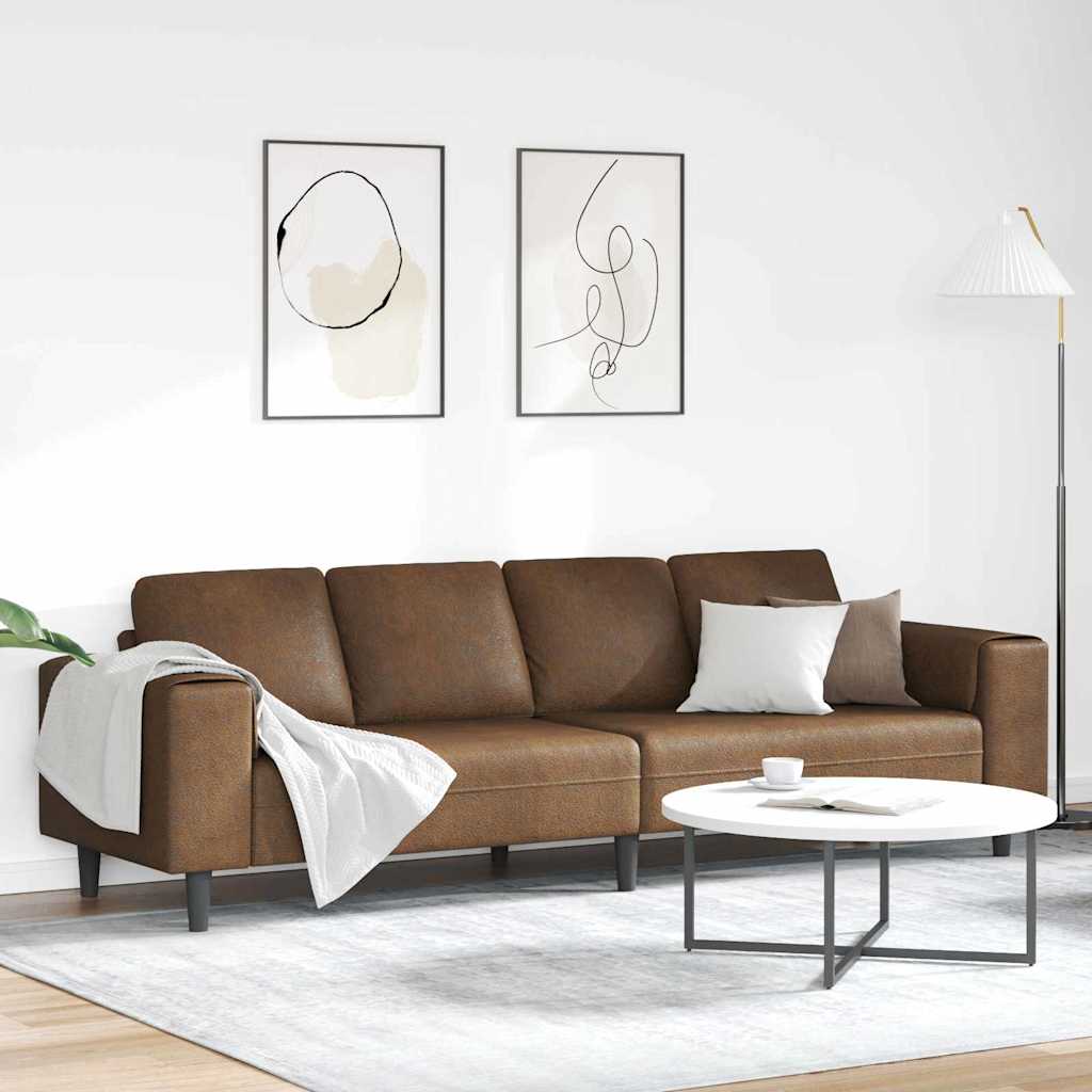Sofa Sæt Brun Faux Suede Læder
