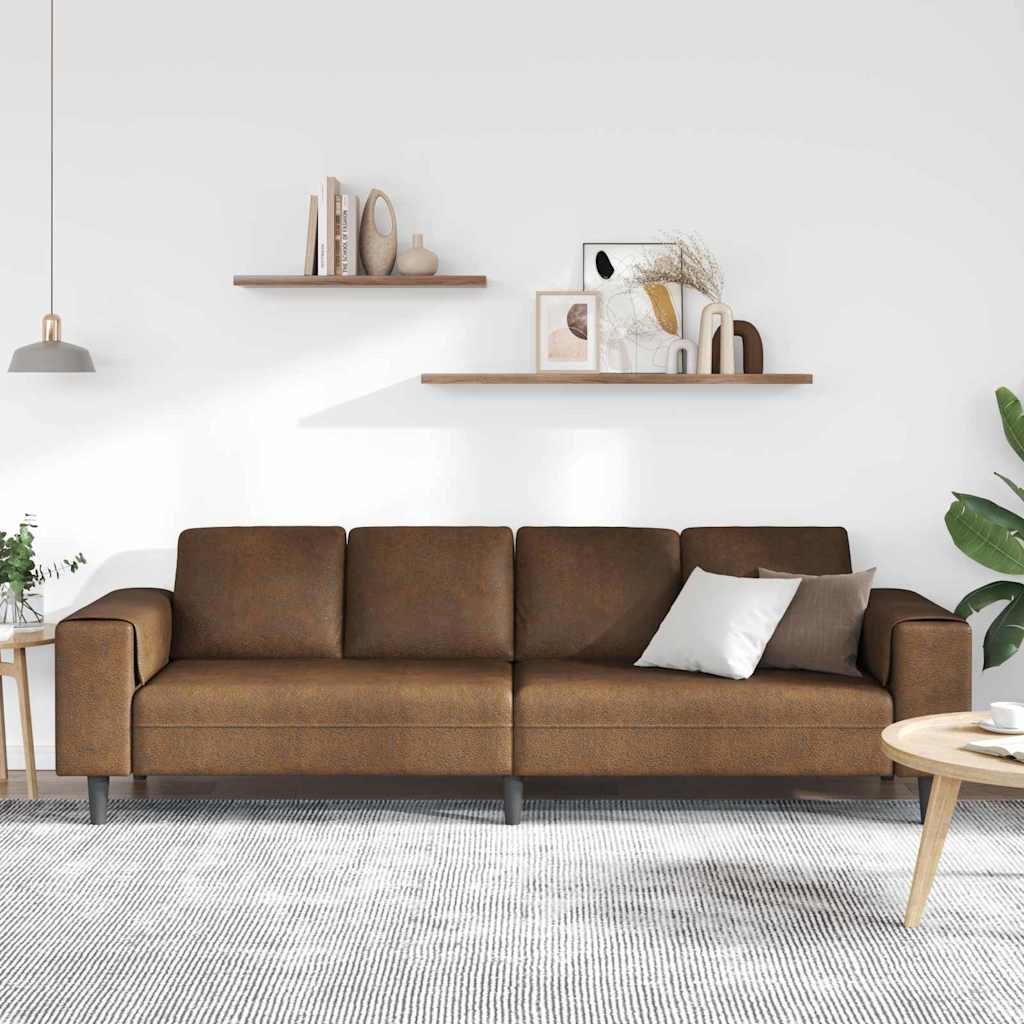 Sofa Sæt Brun Faux Suede Læder