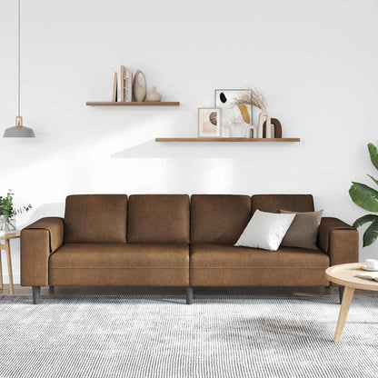 Sofa Sæt Brun Faux Suede Læder