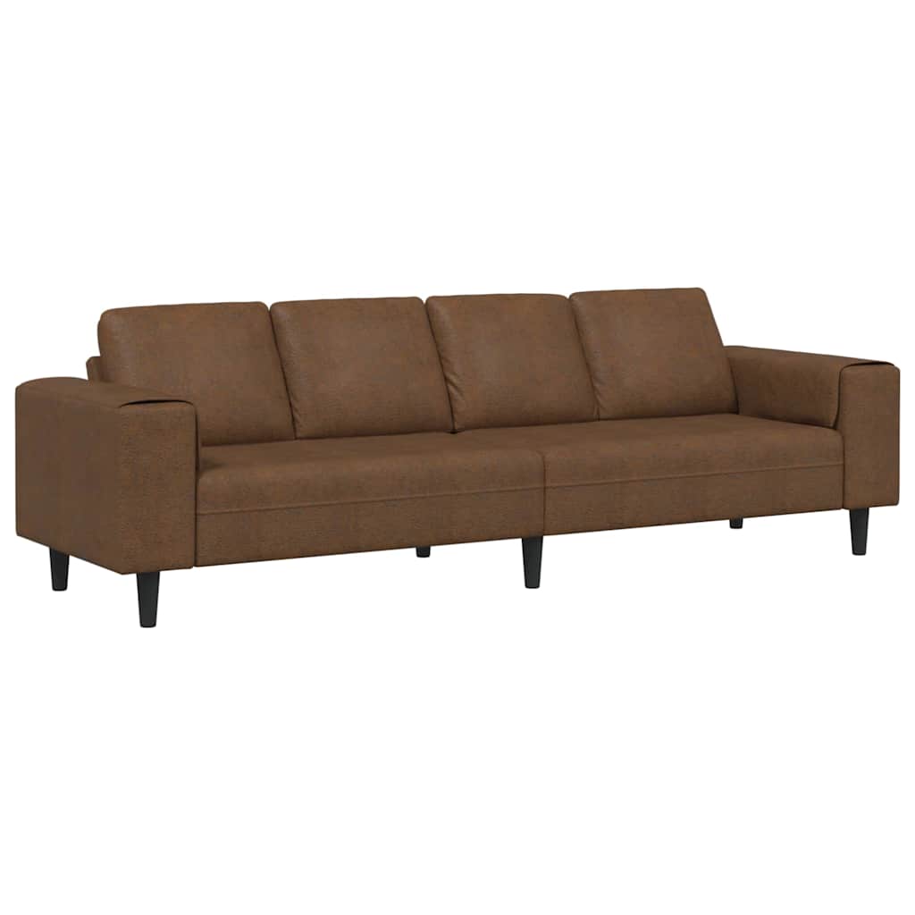 Sofa Sæt Brun Faux Suede Læder